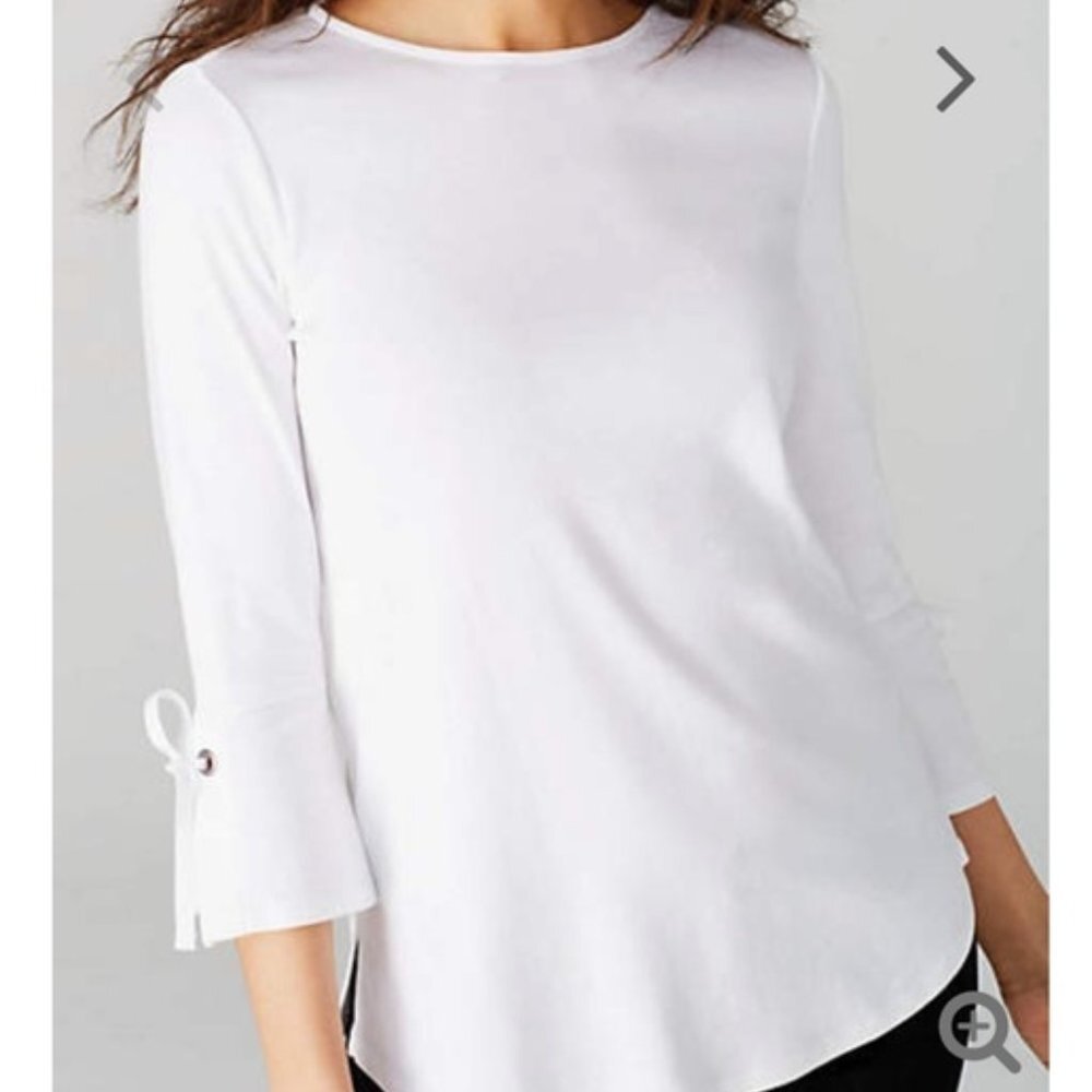 J. jill White Pima Tie-Sleeve Tee